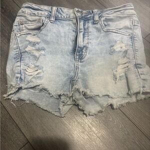American Eagle Outfitters Light Blue Ripped Jean Shorts